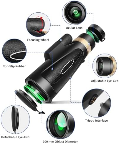 MD.LIFE monocular telescope attached to the included adjustable smartphone adapter and extendable tabletop tripod for stable outdoor photography.