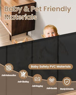 BBsecure anti sagging mesh dog gate extended across a kitchen doorway showing one hand lock operation.