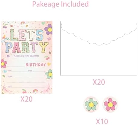 Premium double sided kid birthday party invitations with matching white envelopes