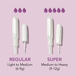Detailed view of the 100% certified organic cotton tampon and applicator.