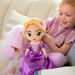 Close up of Disney Rapunzel doll embroidered facial features