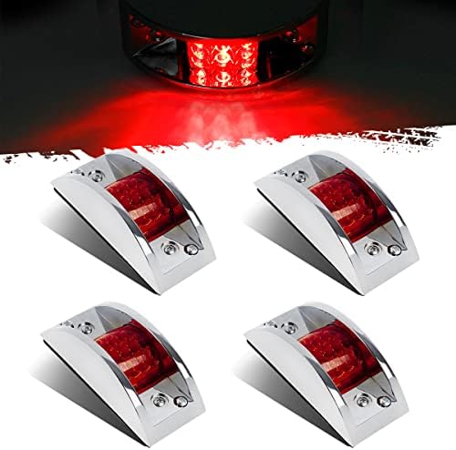 Partsam rectangular red trailer side marker light with polished chrome housing installed on a surface
