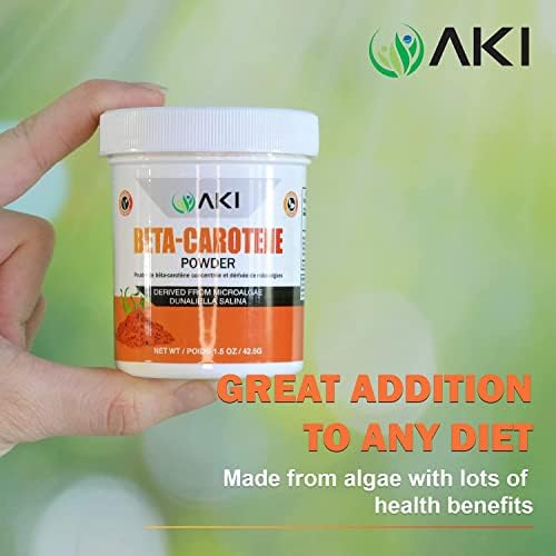 AKI Organic 10 percent beta carotene fine powder texture close up view