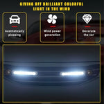 Universal auto LED exterior lights installed on a vehicle front bumper grille