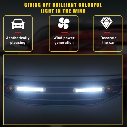 Universal auto LED exterior lights installed on a vehicle front bumper grille