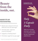 Close up of Reserveage Resveratrol 500 mg packaging