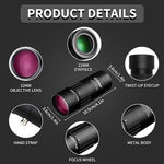 Olimt compact handheld telescope showing the multi coated 32mm objective lens elements.