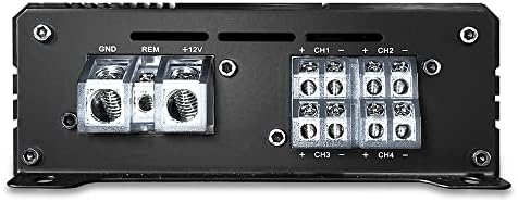 CT Sounds CT-150.4D multi channel car stereo amplifier top view showcasing heat dissipation design.