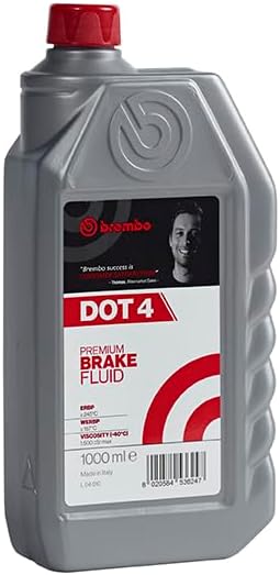Brembo Premium DOT 4 Brake Fluid L04010 1000ml bottle front view premium hydraulic fluid