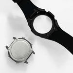 High grade flexible black liquid silicone replacement watch strap with butterfly style deployant clasp