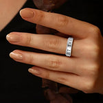 Close-up shot of the rotating outer band on the OreilleStar anti-stress thumb ring for women.
