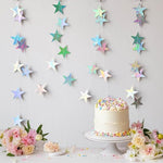 Eeatour sparkling glitter bunting banner backdrop arranged elegantly on a living room wall
