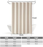 Full ninety inch long neutral cream shower curtain set installed over a premium home bathtub setup.