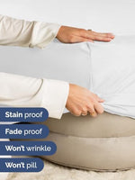 Elasticized corner detail for secure fit on mattress