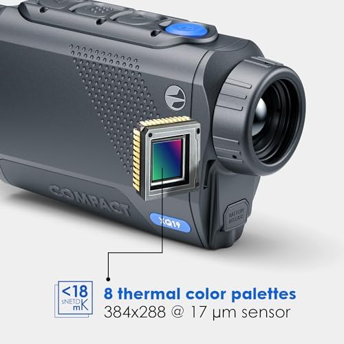 Pulsar Axion XQ19 uncooled thermal sensor monocular back view illustrating the ergonomic eyepiece.