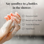 Pixie Cup Menstrual Wash being used to clean suction holes of a period cup