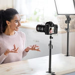 Dazzne studio camera desk mount stands packaged contents including two stands and two ball heads.