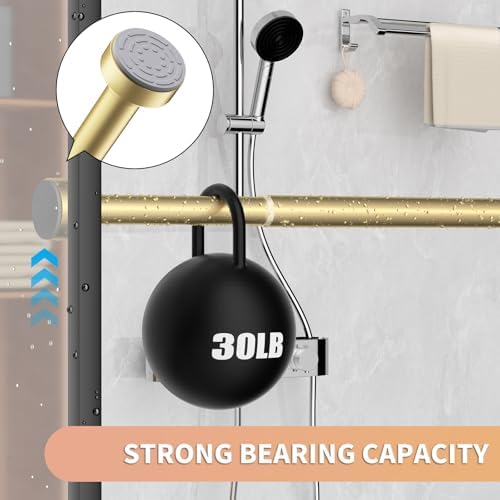 Emlaoe gold curtain rod installed in modern bathroom setting