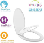 Mayfair round plastic toilet seat showing the slow close whisper technology.