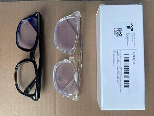 Two pack non prescription computer spectacles displaying the lightweight anti glare lenses for digital eye strain relief.