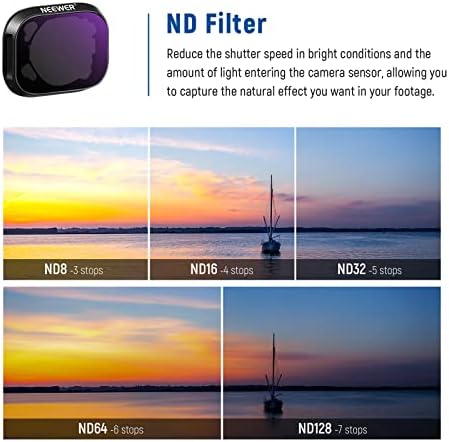 Comparison of Neewer ND8 ND16 ND32 ND64 ND128 filters