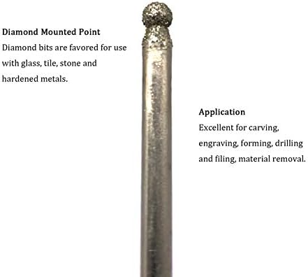 20Pcs Diamond Mounted Point, 3mm Ball Head, 3mm Shank, Diamond Grinding Bit Rotary Burrs, for Jade Stone Jewelry Ceramic Carving Polishing - Image 4