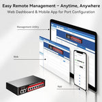STEAMEMO one hundred twenty watt PoE switch side profile highlighting fanless design.