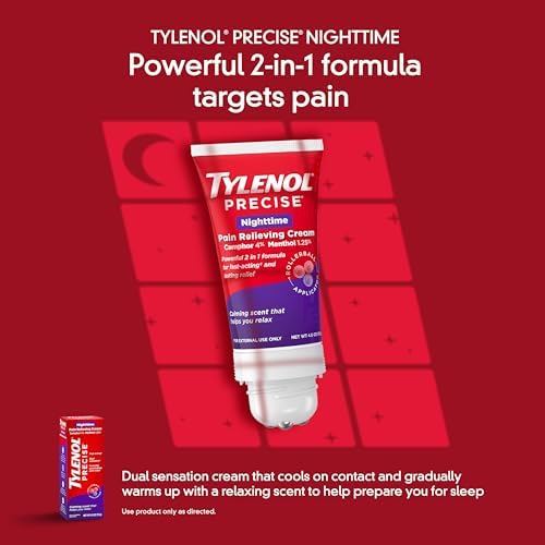 Topical analgesic nighttime cream with built-in massaging rollerball applicator for targeted use