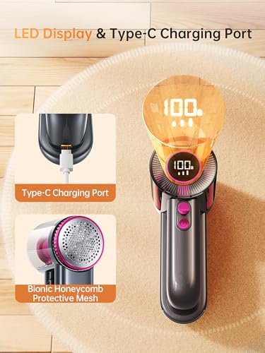 DRFLASH portable fabric shaver with Type-C charging cable and replacement blade accessory.