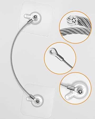 Stainless steel wire straps and adhesive pads for furniture safety