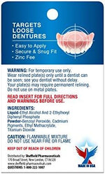 Contents of Acryline denture kit including powder packets and liquid containers