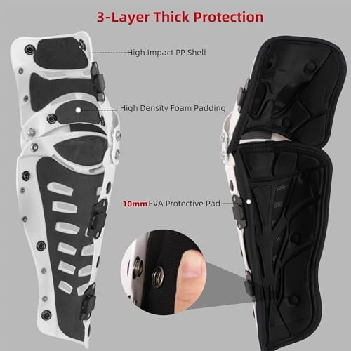 WEWAYSTEP cycling leg protectors highlighting the quick release elastic strap adjustment system