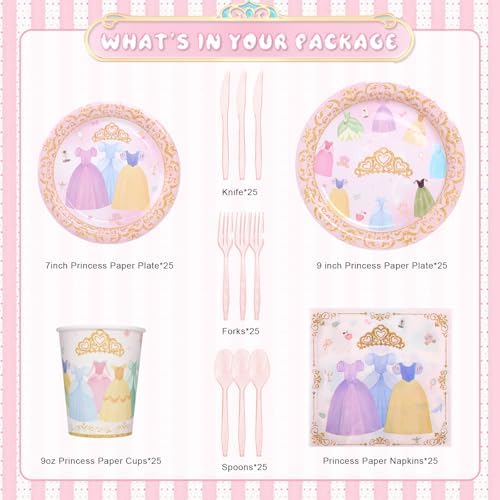 Amscan pink and gold princess dinner plates