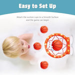 Child shooting a ball into Marppy bathtub basketball hoop