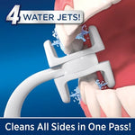 H-shaped flossing head with four water jets for 360 degree cleaning