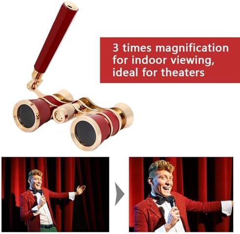 Compact red opera telescope showing the twenty-five millimeter objective lenses clearly