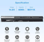 Ymawetia 14.8 Volt 40 Watt Hour battery showing the connection pins and model specifications label.
