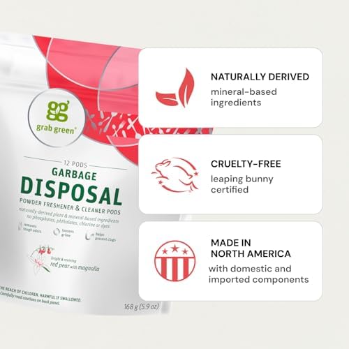 Close up of Grab Green disposal freshener pod ingredients and plant-based formula