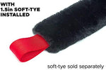 PowerTye soft-tye covers installed on motorcycle straps for scratch protection