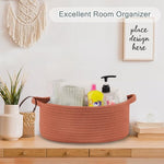 COMSE autumn glaze rope basket styled on a living room shelf