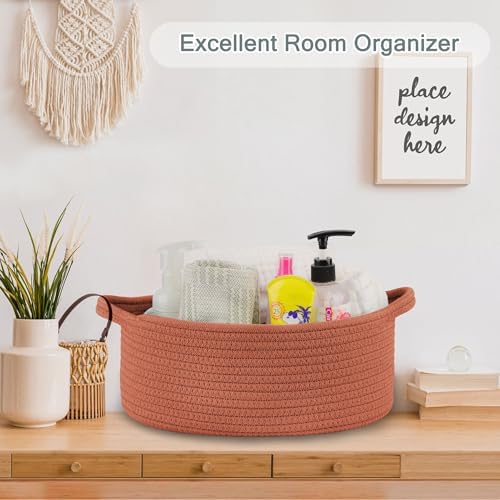 COMSE autumn glaze rope basket styled on a living room shelf