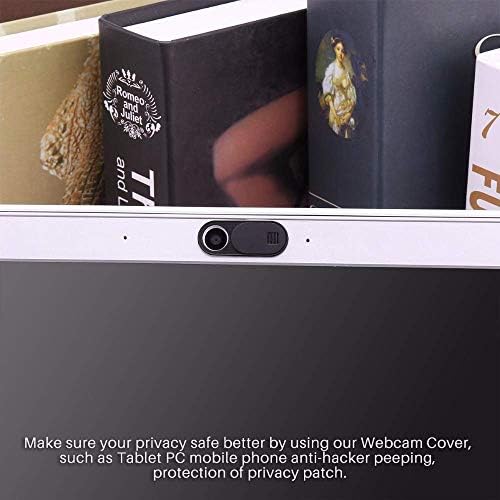 A finger sliding the plastic privacy shield open and closed to reveal and hide the underlying tablet front camera