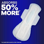 Always Maxi Size 5 extra heavy pads showing the 2x larger back coverage feature.
