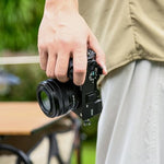 Authentic camera thumb support handle showcasing the precise ergonomic mold for stable photography.