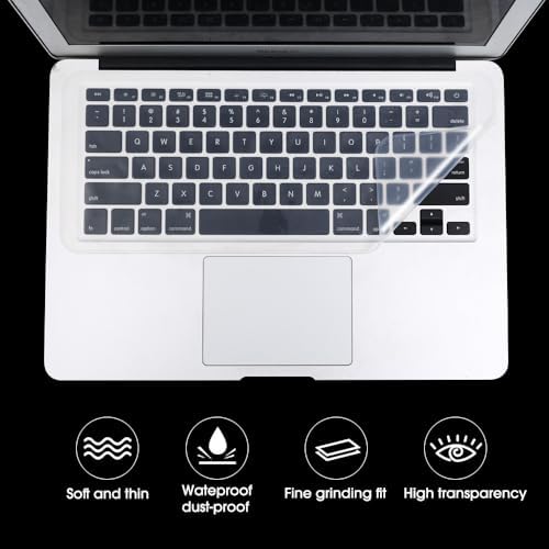 Close up view of transparent protective film reducing sound on notebook keyboard keys