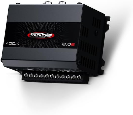 SounDigital high efficiency four channel amplifier module installed in an automotive setup