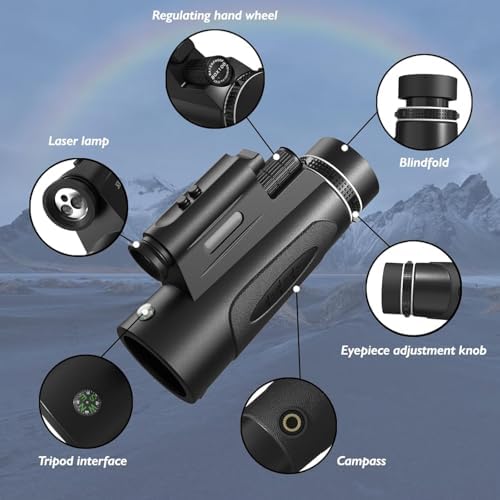 ASxmhGo waterproof and fog-proof monocular kit with carrying pouch and accessories