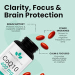 Luma Nutrition high potency coenzyme Q10 antioxidant defense supplement bottle side view