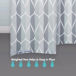 Gelbchu weighted hem shower curtain bottom view showing straight hang stability