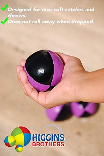 Close up view of the black and white professional style juggling bean bags